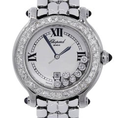  Chopard Stainless Steel Diamond Happy Sport Seven Floating Quartz Wristwatch