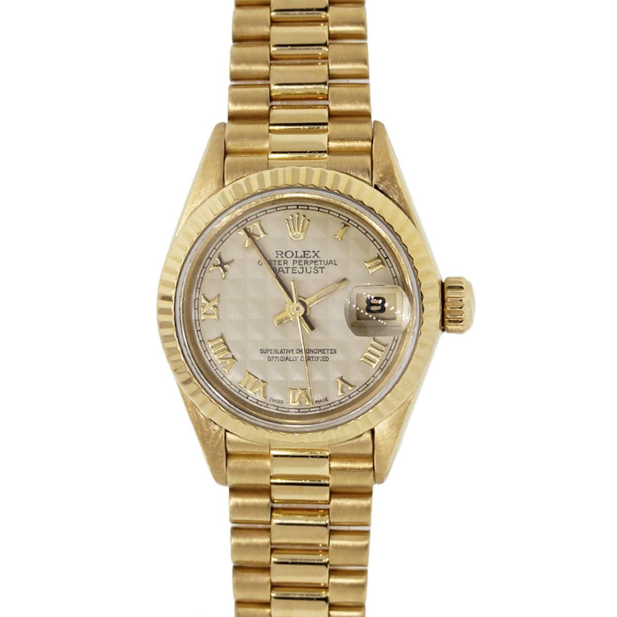 Rolex yellow gold Presidential Ivory Pyramid Dial Automatic Wristwatch