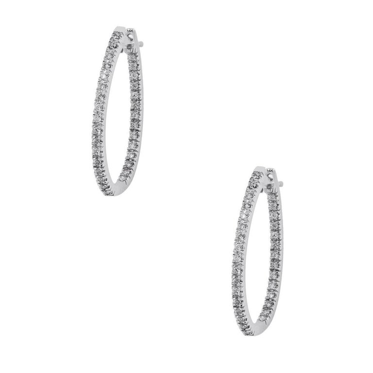 Thin Diamond Inside Out Hoop Earrings at 1stDibs