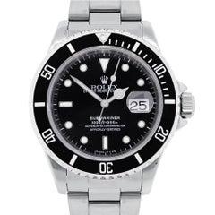 Rolex Stainless Steel Submariner Black Dial Automatic Wristwatch Ref 16610 