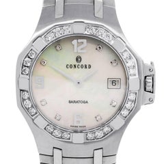 Used Concord Stainless Steel Diamond Bezel Saratoga Quartz Wristwatch