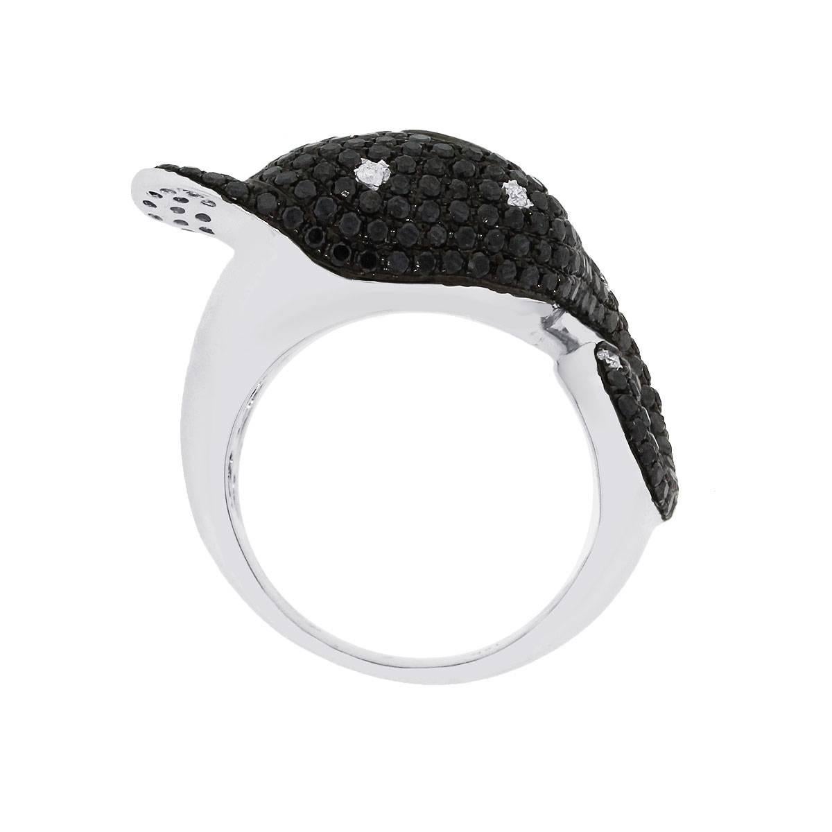 Round Cut Black Diamond Elephant Ring