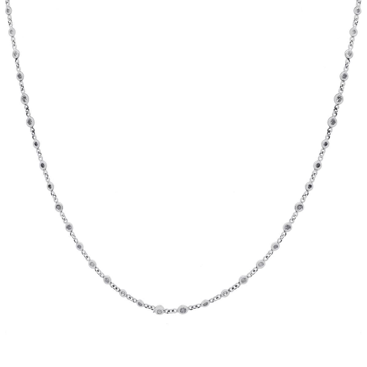 Material: Platinum
Diamond Details: Approximately 2.64ctw round brilliant diamonds. Diamonds are G/H in color and SI in clarity.
Necklace Measurements: 16