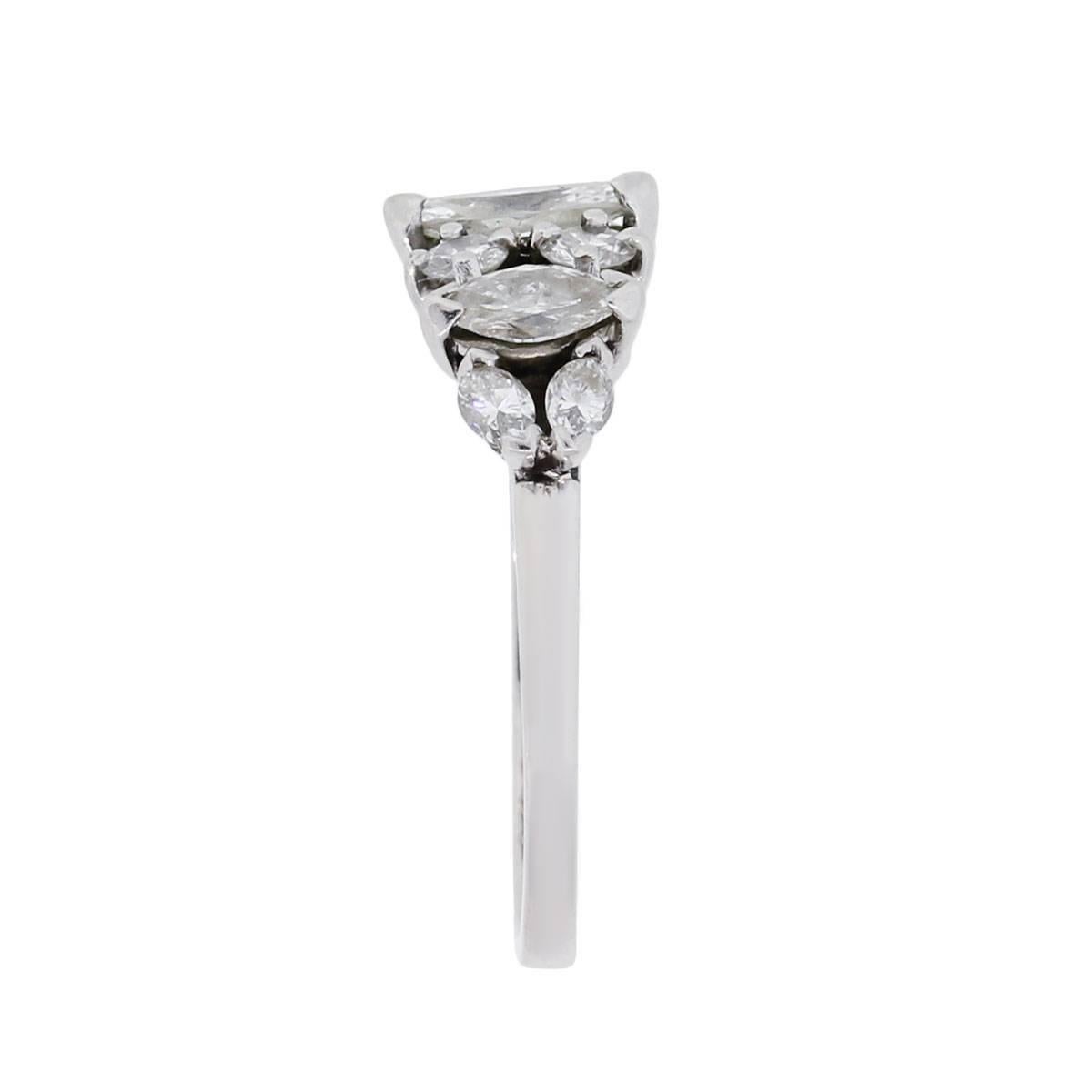 Marquise Cut Marquise and Round Brilliant Diamond Ring