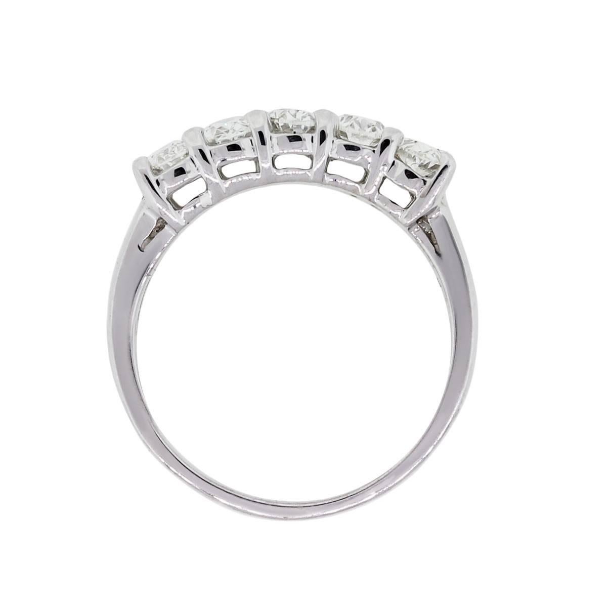 Material: 14k white gold
Item Details: Approximately 1.36ctw of oval shape diamonds. Diamonds are G in color and VS in clarity
Measurements: 0.86″ x 0.20″ x 0.77″
Ring Size: 6
Item Weight: 3.6g (2.3dwt)
Additional Details: This item comes with a