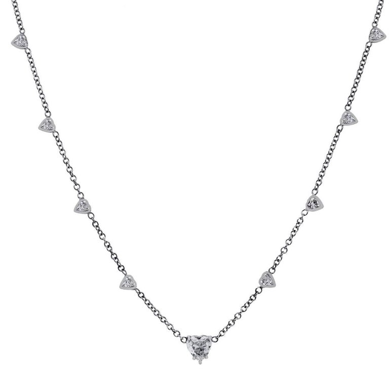 2.65 Carat Heart Shape Diamond Necklace For Sale at 1stDibs