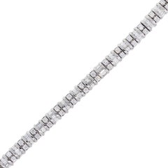 Baguette Shape and Round Brilliant Diamond Bracelet