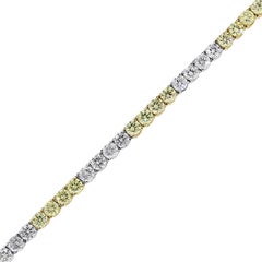 White and Fancy Yellow Round Diamond Tennis Bracelet