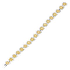 Fancy Yellow Pear Shape and Round Brilliant Diamond Halo Bracelet
