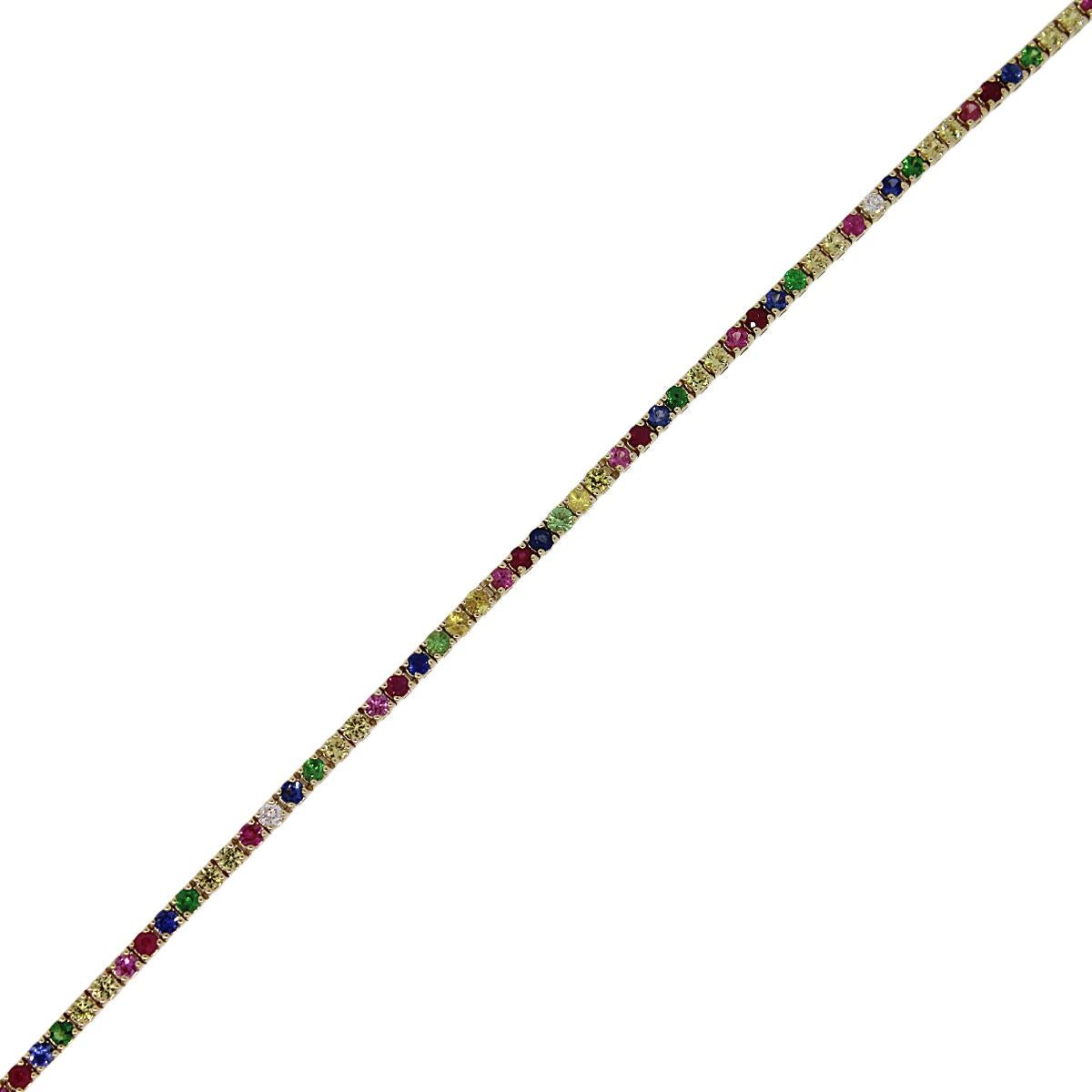 Multi-Color Gemstone and Diamond Tennis Bracelet