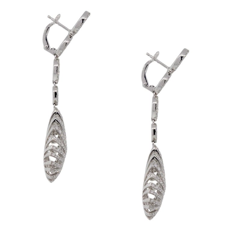Diamond Pave Oval Link Drop Earrings For Sale at 1stDibs