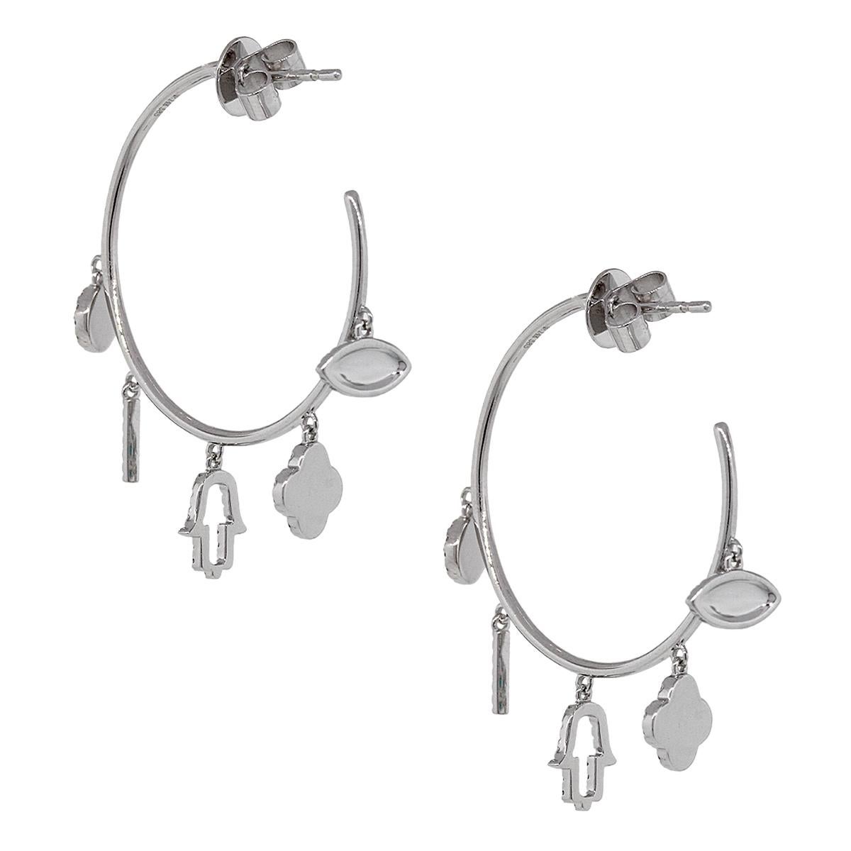 charm diamond hoop earrings