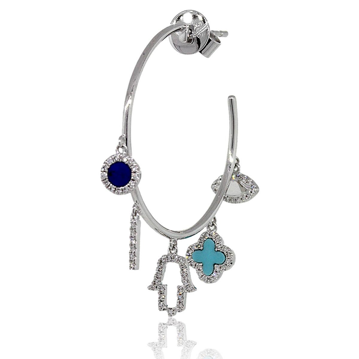 hoop earrings with diamond charm