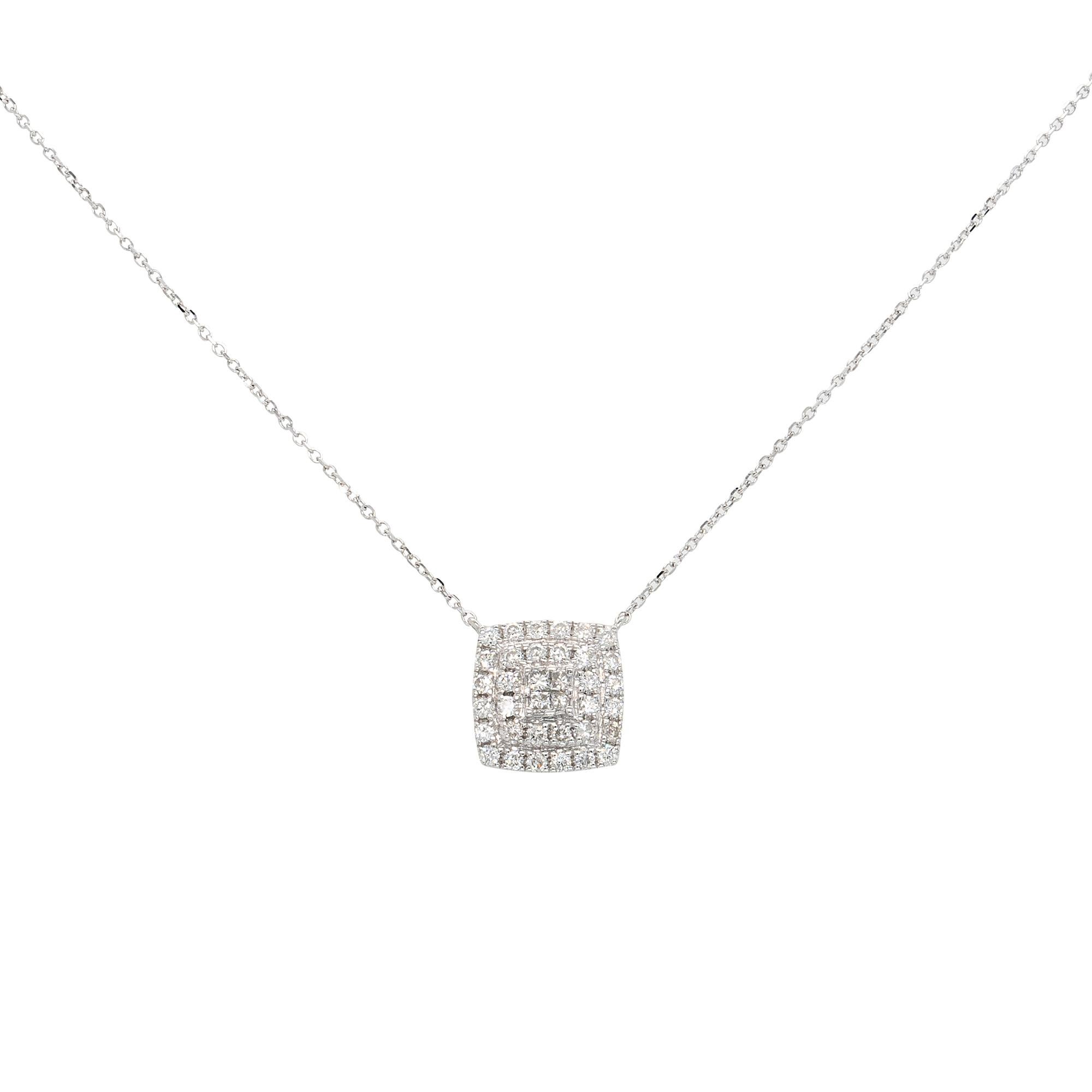Collana con ciondolo in oro bianco 14k con diamante naturale da 0,50ctw in vendita 1