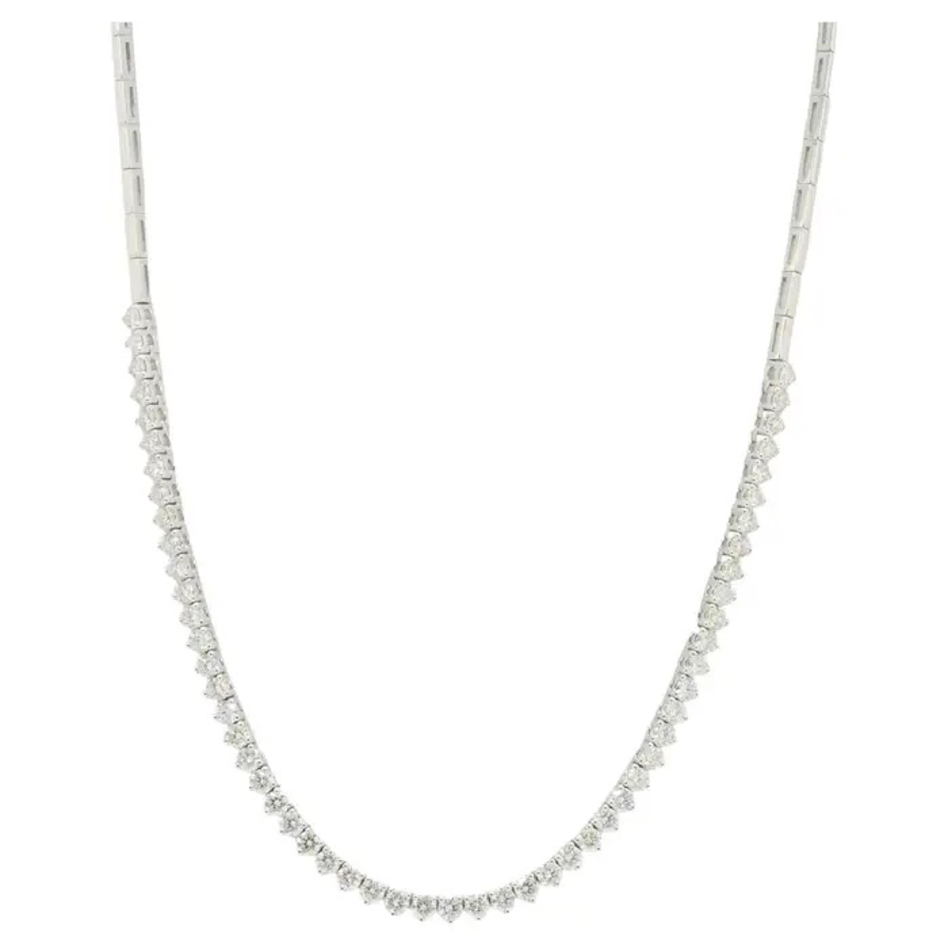 Oro bianco  Collana di diamanti tondi brillanti Nature in vendita 3