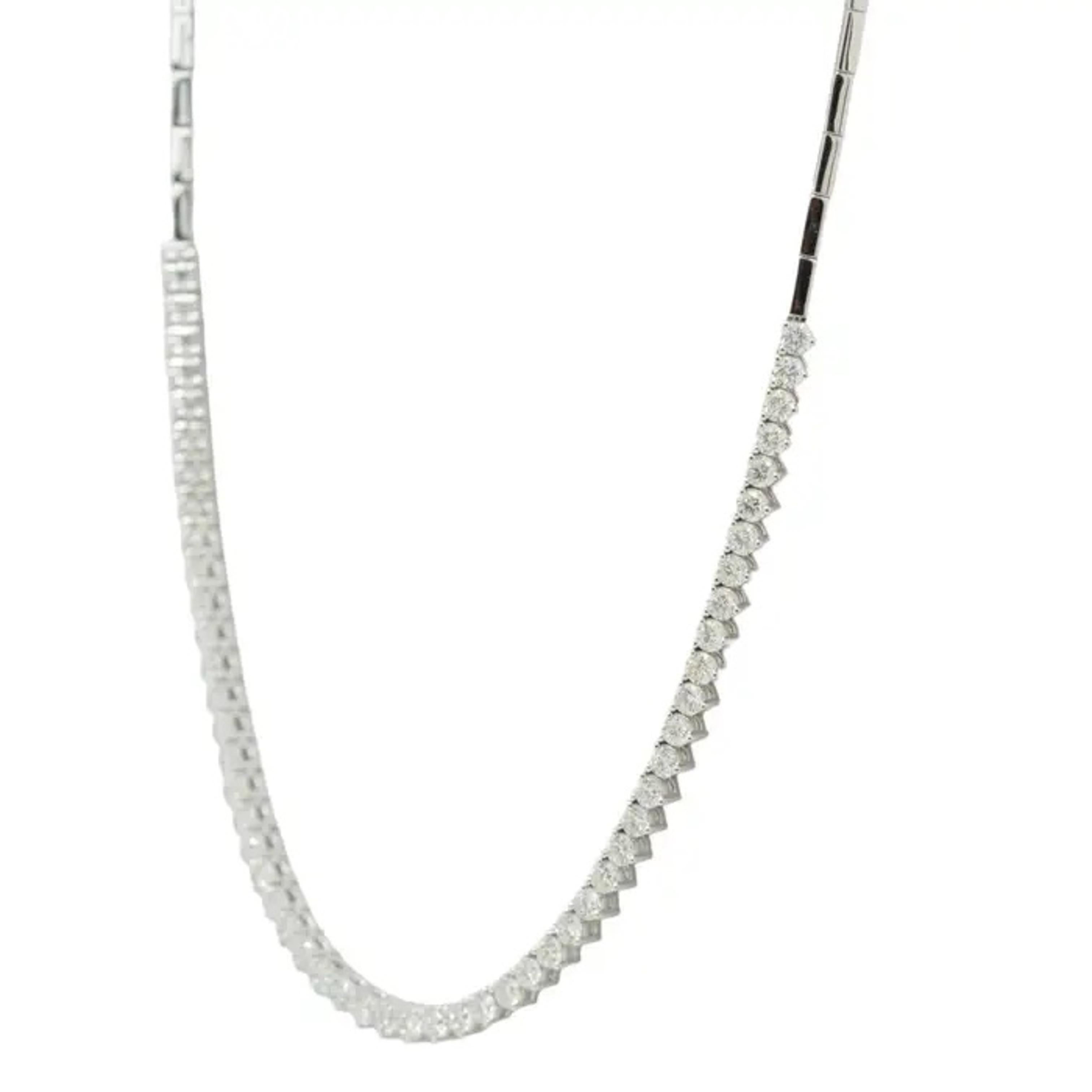 Oro bianco  Collana di diamanti tondi brillanti Nature in vendita 2