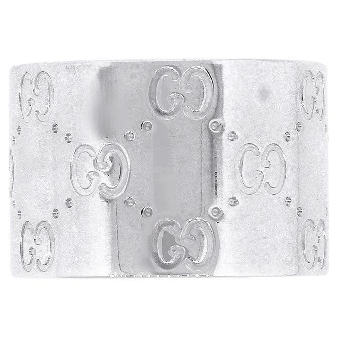 Anello eternità extra largo Gucci Milano in oro bianco 18k in vendita