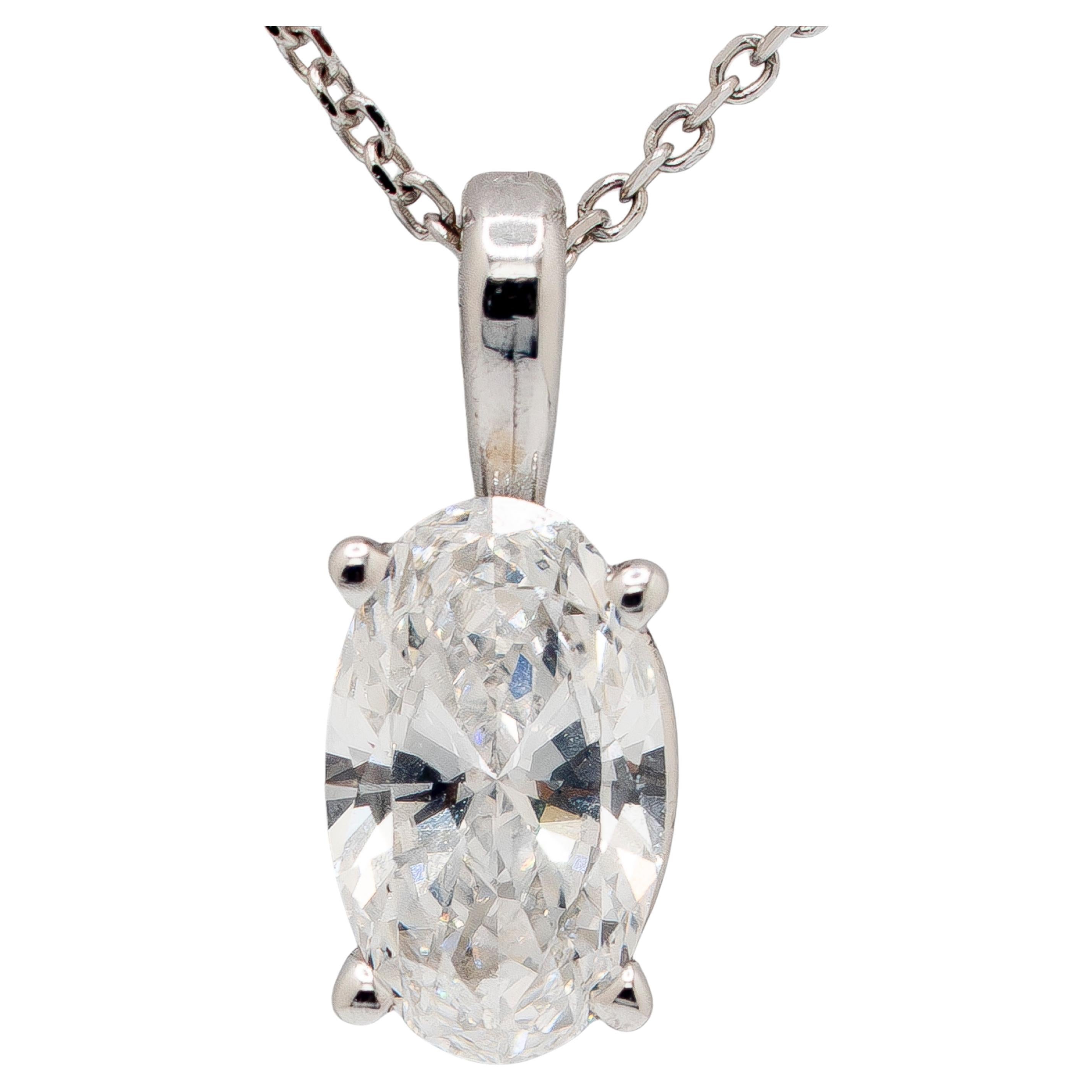 14 White Gold GIA Certified Flawless Diamond Pendant Necklace