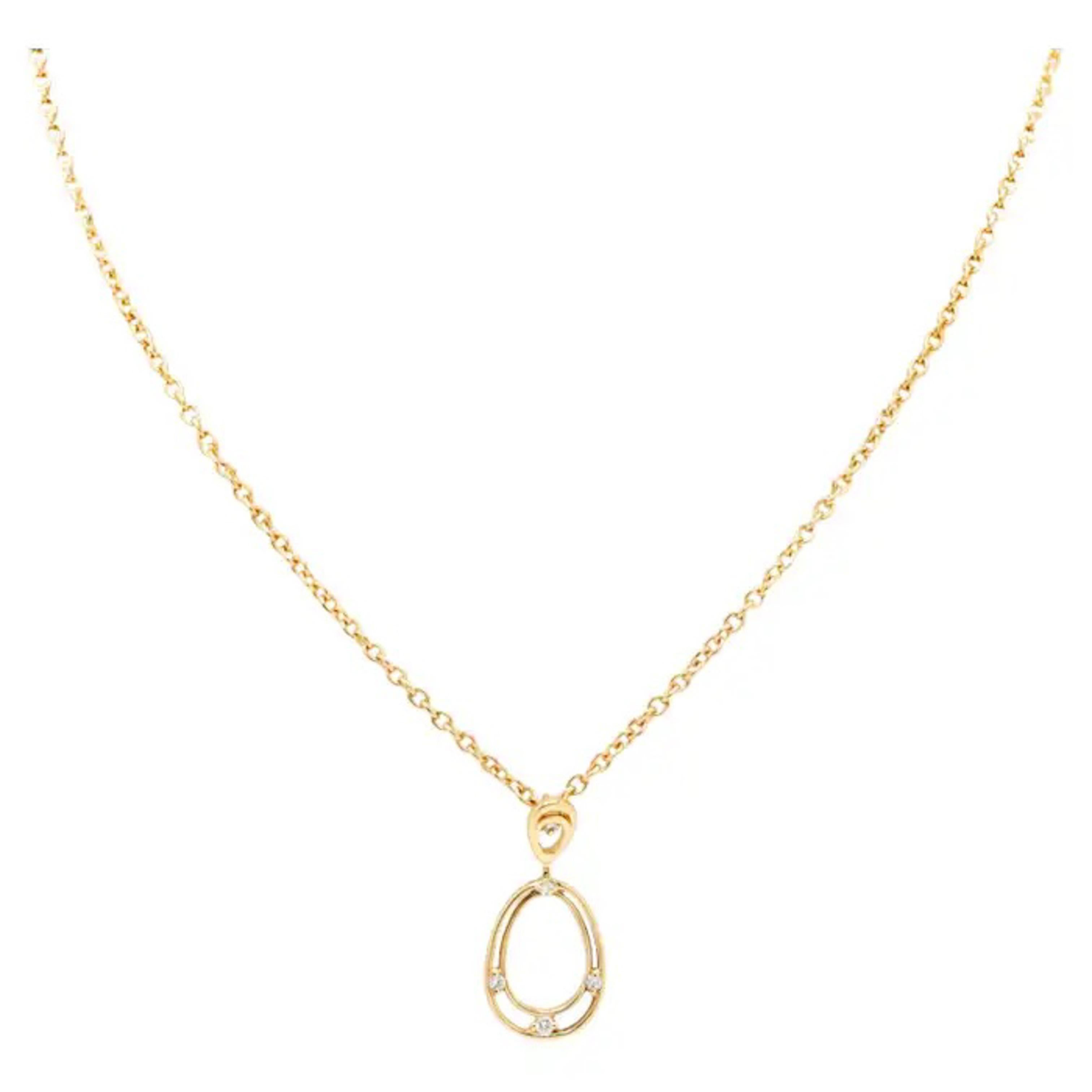 Taglio rotondo Collana con diamante naturale in oro giallo 14k in vendita