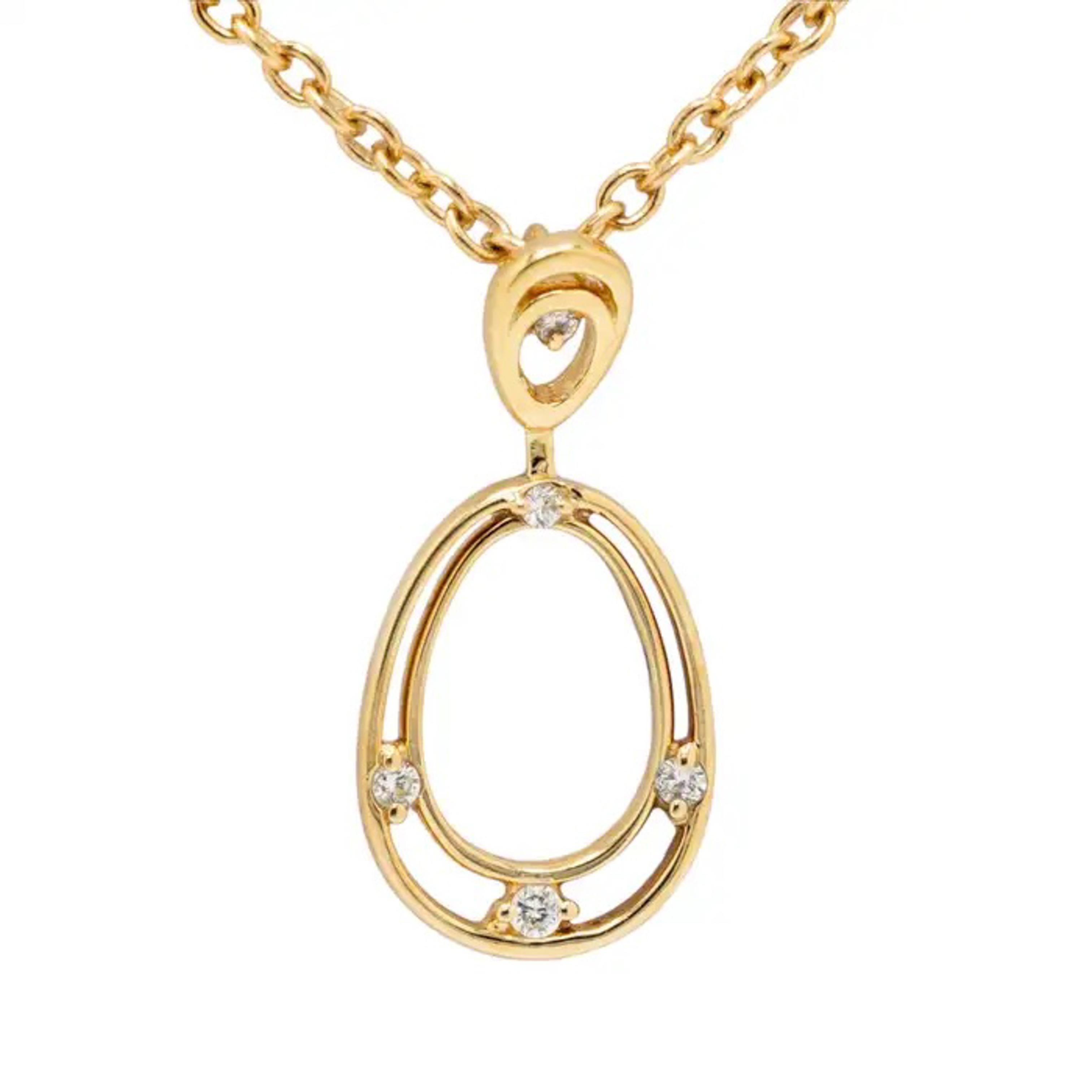 Collana con diamante naturale in oro giallo 14k in vendita 1