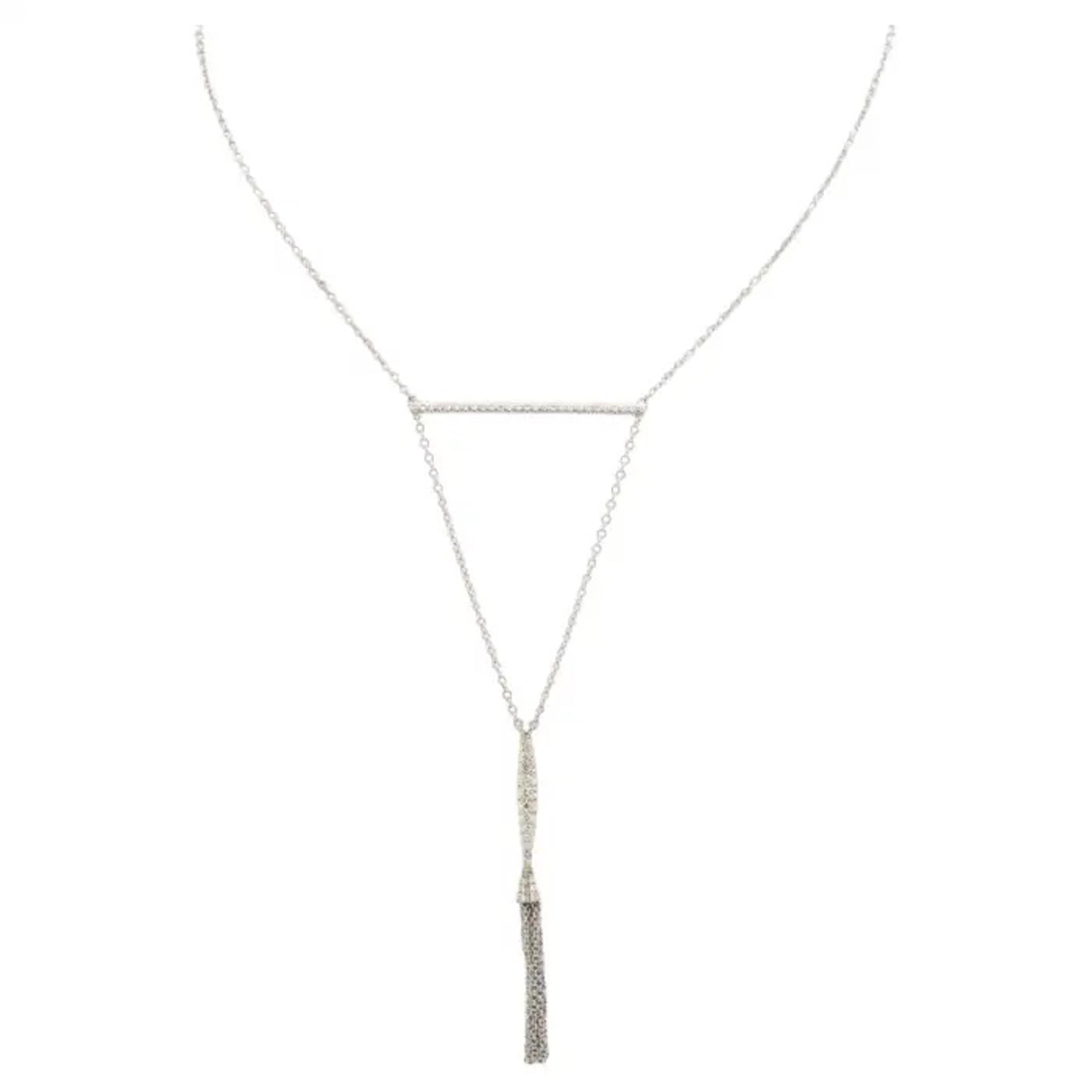 Gabriel & Co Collier à pompon en or blanc 14k en vente 4