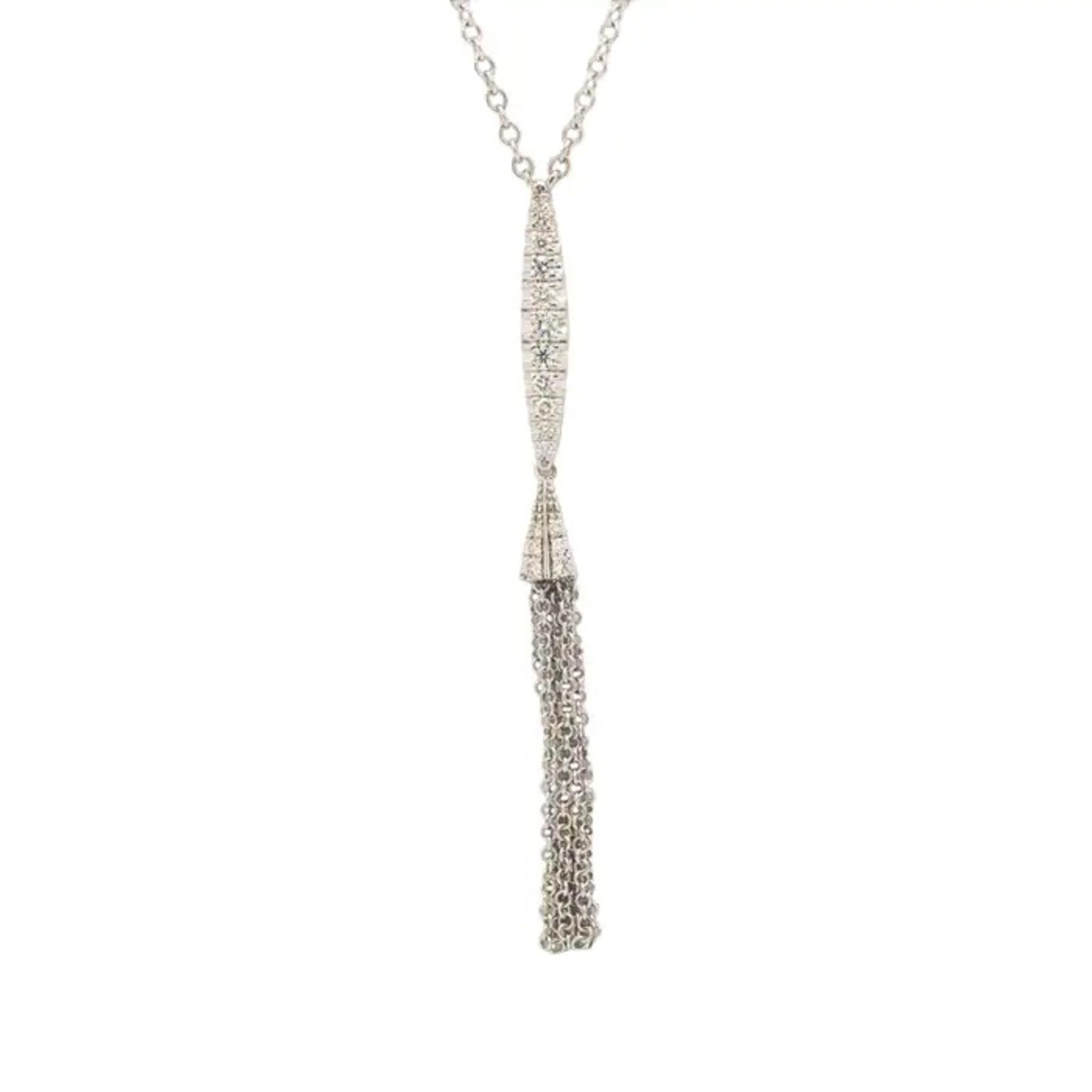 Gabriel & Co Collier à pompon en or blanc 14k en vente 2