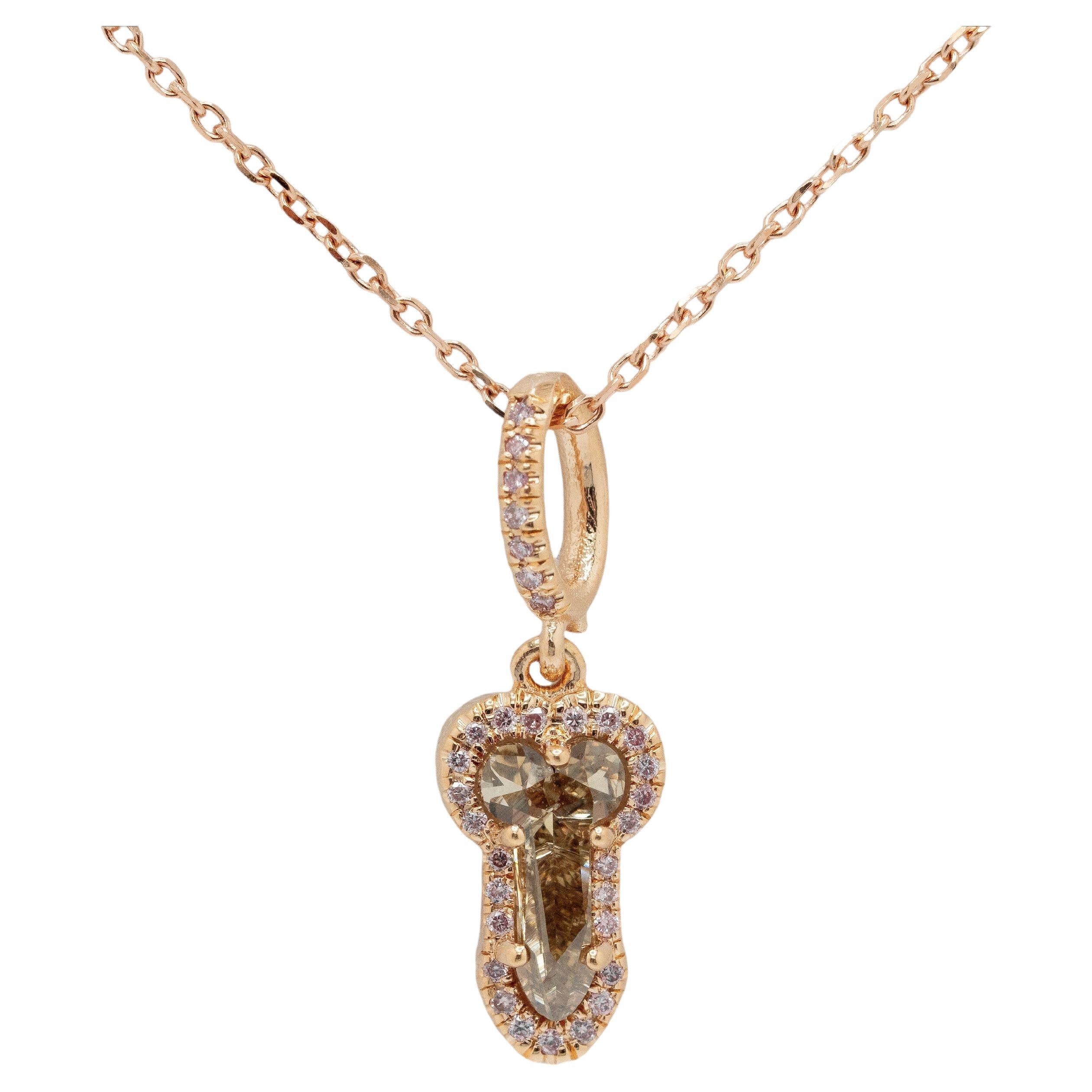 14k Rose Gold Phallic Diamond Pendant Necklace