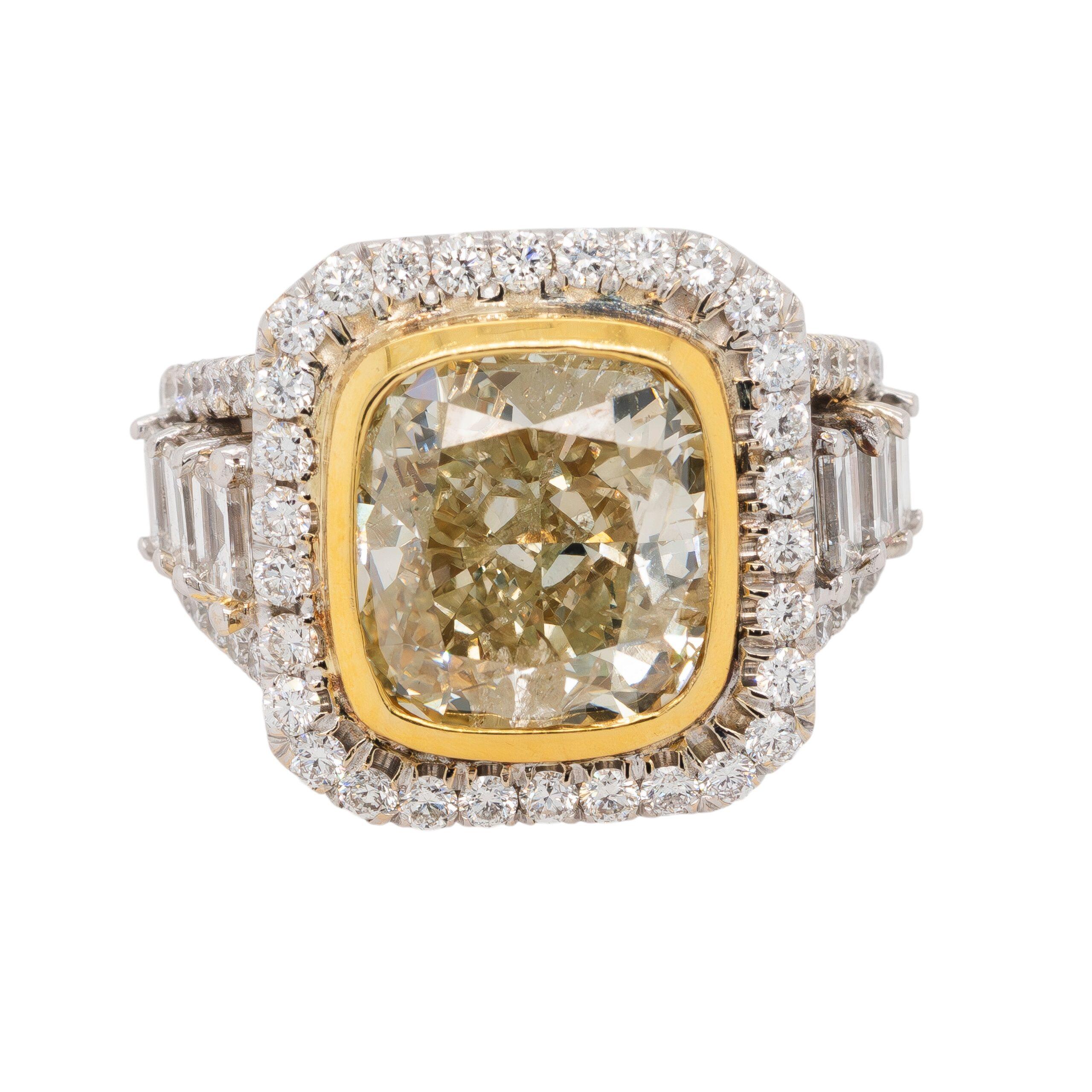 da uomo o donna Anello con diamante giallo fantasia in oro bianco 18 carati in vendita