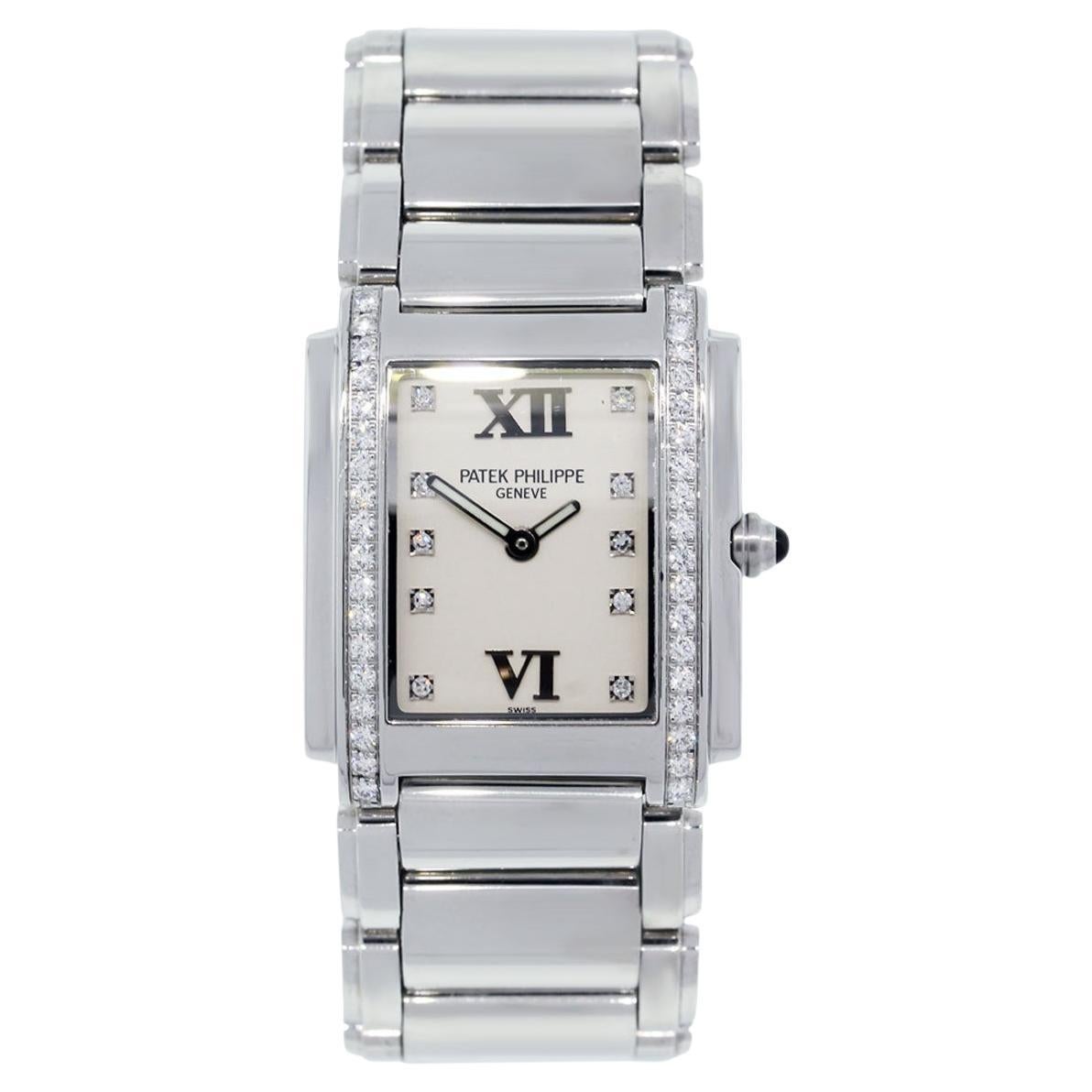 Patek Philippe 4910/10A Twenty-4 Stainless Steel White Dial Diamond Ladies Watch