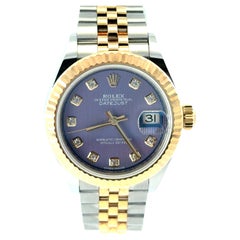 Rolex Datejust 279173 18k Gelbgold Edelstahl Lila Diamant-Zifferblattuhr