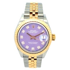 Rolex Datejust 279173 18k Gelbgold Edelstahl Lila Diamant-Zifferblattuhr