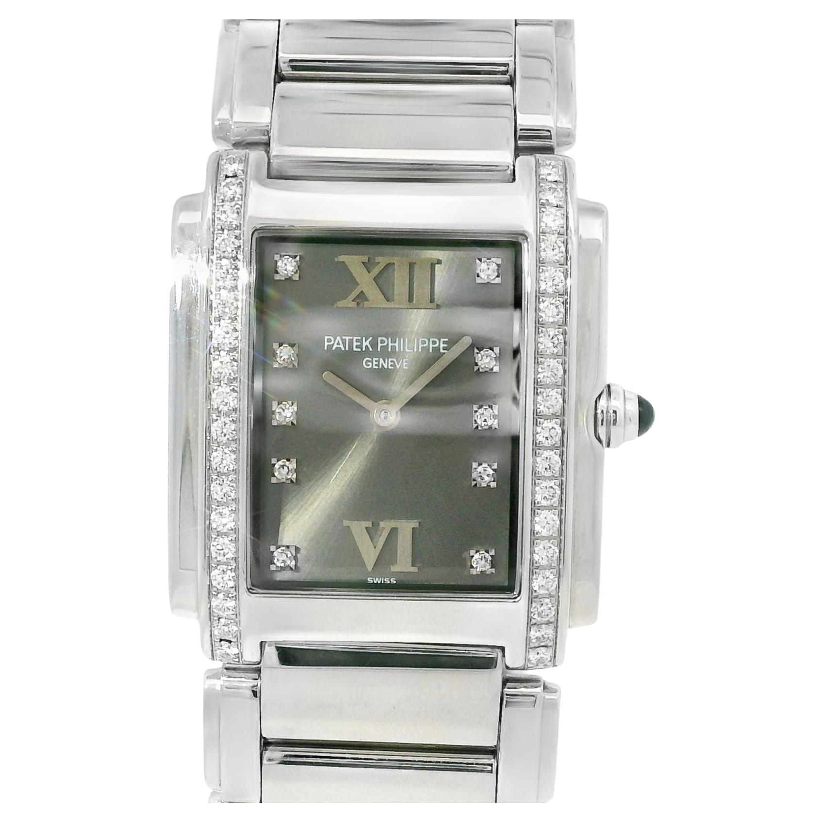 Patek Philippe 4910/10A Twenty-4 Stainless Steel Gray Dial Diamond Ladies Watch