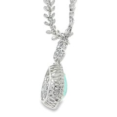 18k White Gold GIA Certified 19.58ct Paraiba Tourmaline & 6.58ctw Necklace