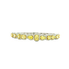 18k Two-Tone Gold 6.37ctw Multi-Shape Natural Yellow & White Bangle Bracelet