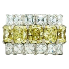 18k Two-Tone 3.99ctw Asscher Cut Diamond Band Ring