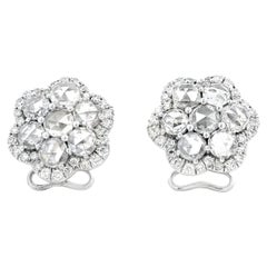 Ohrstecker aus 14-karätigem Weißgold mit einem Blumen-Cluster aus natürlichen Diamanten im Old Cut mit insgesamt 3,60 Karat