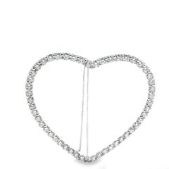 14k White Gold 5.92ctw Round Brilliant Diamond Pavé Heart Pendant Necklace