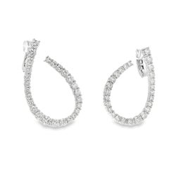 18k White Gold 6.14ctw Round Brilliant Diamond Hoop Earrings