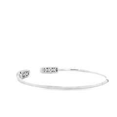 18k White Gold 1.34ctw Round Brilliant Diamond Pavé Cuff Bangle Bracelet