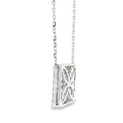 18k White Gold 4.00ctw Baguette & Princess Cut Diamond Invisible Set Necklace