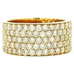 14k Yellow Gold 3.61ctw Round Brilliant Diamond White Pavé Dome Ring