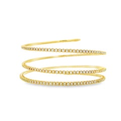 14k Yellow Gold 5.42ctw Natural Round Brilliant Diamond Triple Coil Bangle