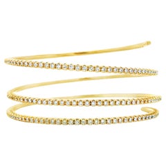 14k Yellow Gold 5.42ctw Natural Round Brilliant Diamond Triple Coil Bangle