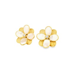 Marco Bicego 18k Yellow Gold 0.60ctw Diamond and MoP Petali Flower Studs Earring