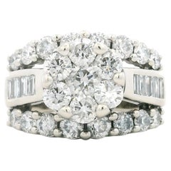 14k White Gold 2.0ctw Round and Baguette Diamond Engagement Ring Set