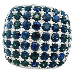 18k White Gold Gold 4.94ctw Sapphire and 0.72ctw Diamond Pavé Cocktail Ring