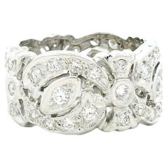 Filigranring aus 14-karätigem Weißgold im Vintage-Stil mit Pavé-Diamanten (insgesamt 1,5 Karat)