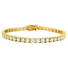 14k Yellow Gold 9.70ctw Round Brilliant Natural Diamond Tennis Bracelet