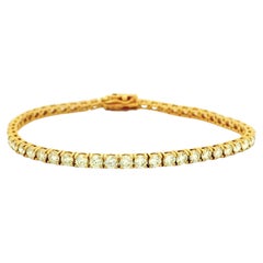 14k Yellow Gold 5.72ctw Natural Round Brilliant Diamond Tennis Bracelet
