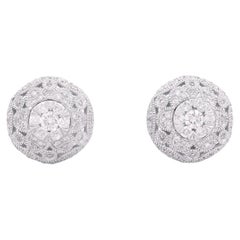 Pendientes de botón Effy de oro blanco de 14k con pavé de diamantes redondos de talla brillante de 0,50 ct en total